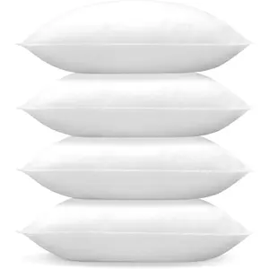 Set of 4 Pillow Inserts 18x18 Inch, Decorative Square Throw Pillow Inserts, Pillow Forms Sham Stuffer for Sofa Bed Couch Living Room- Indoor