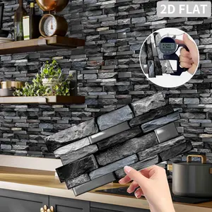 24pcs Tile Stickers High Quality Look, Striped Marble Peel & Stick, Waterproof Square Backsplash Decorative Wall Sticker for Kitchen Bathroom Home Decor, Self Adhesive Tiles, Self Adhesive Stickers