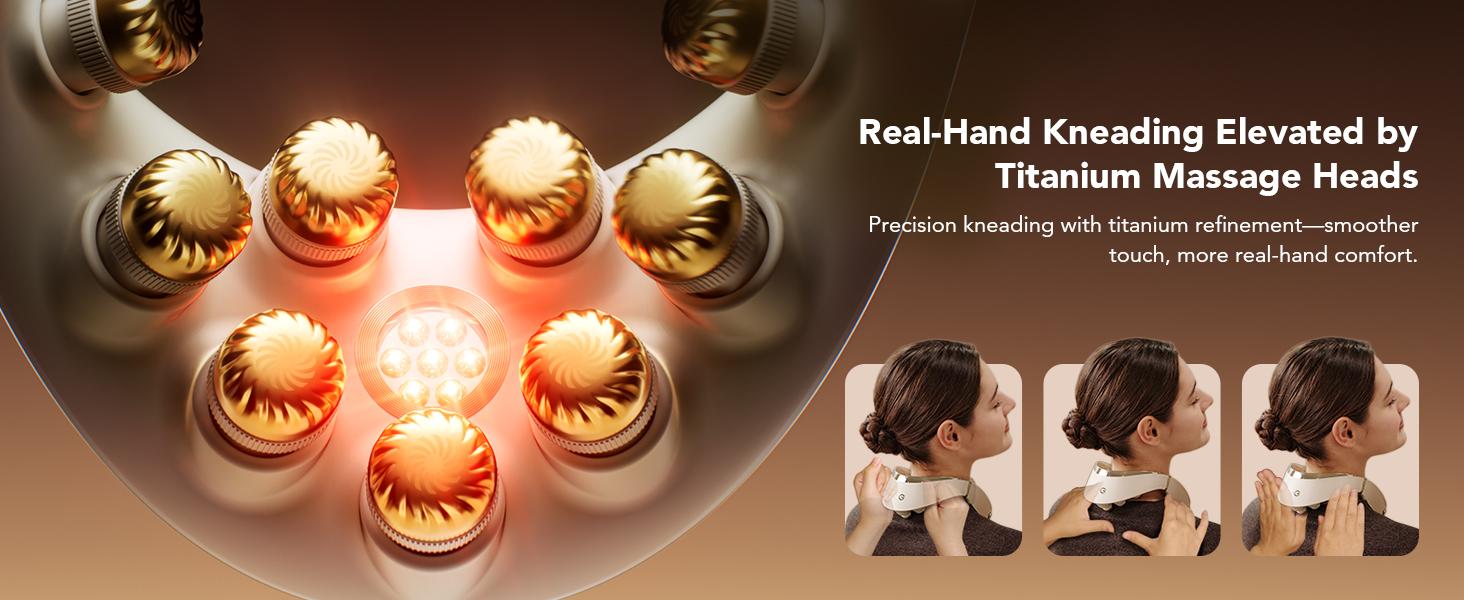 SKG Foldable Neck Massager for Pain Relief Deep Tissue Vibration Cordless Travel Massager,Portable 3D Neck Massager for Office Home Car Travel Gold Titanium Neck Massager 3.0 Valentine Gifts