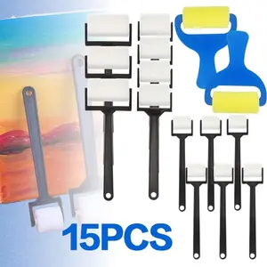 15 Piece Roller Painting Sponge Set,Including 1'',1.5'',2'',3'',Foam Roller for Painting Art & Craft,Soft & Disposable & Washable