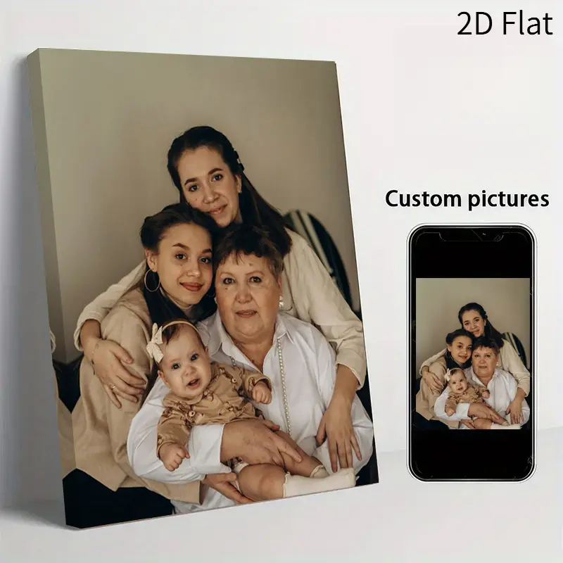 2D Flat, 1pc Custom Framed Framed Framed Canvas Wall Art with Your Photo/Photos - Personalized Picture Frame Suitable for Bedroom, Living Room, Decor - Bohemian, Style Wrap-Around Frame for Home , Fathers's Day, Football Star, Independence Day, Juneteenth