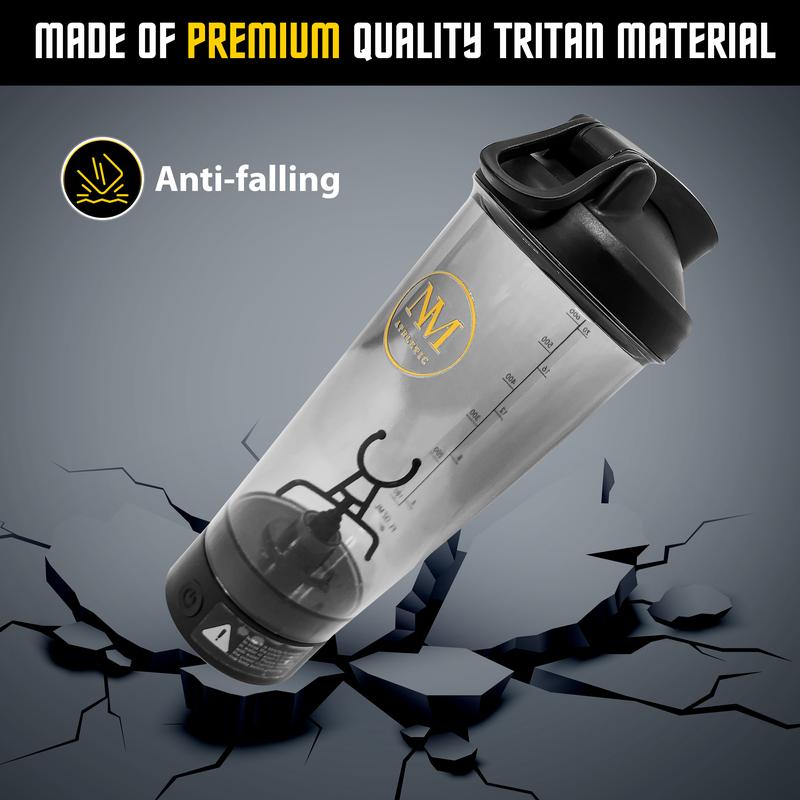 Premium Electric Protein Shaker Bottle - 20oz, Rechargeable, BPA-Free, Self-Stirring Mixer for Smooth Shakes and Supplements