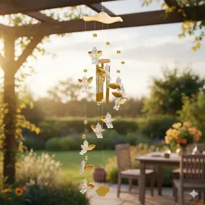 Angel Cupid Wind Chimes for Home Decor, Adjustable Bells Bedroom Door Hanging, Dorm Graduation Gift, Perfect for Window Balcony Decor, Friendship Memorial, Cozy Atmosphere Gift for Birthday Christmas Holidays.