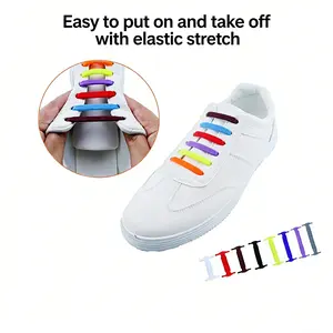 1 Pair Pack Silicone No Tie Lazy Shoelaces All Seasons Casual Sneakers Sports Shoes Flat Shoestrings