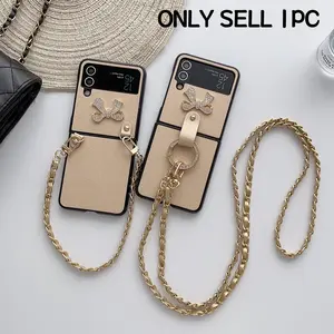 Elegant Butterfly Chain Phone Case Cover for Samsung Galaxy Z Flip 7/6/5/4/3, Adjustable Chain Design, Two-Stage Shock Protection, Accessories