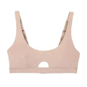 SUBSET Organic Cotton Keyhole Soft Bra in Stone - Women's Everyday Wireless Comfort - Adjustable Lightweight and Breathable Womenswear Clothing