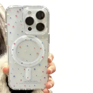 Colorful Star-Patterned Magnetic Phone Case Supports Wireless Charging Compatible with iPhone 17 16 Pro Max 15 14 Plus 13 12 11 Protective Cases