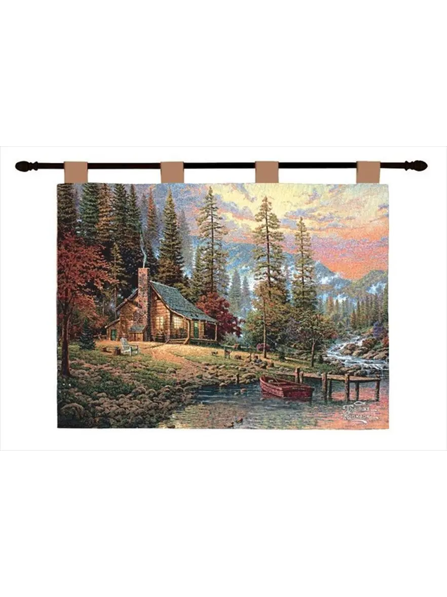 Cotton Tapestry Wall Hanging - Peaceful Retreat Decor, Horizontal 36x26 in, for Outdoors & Room Decor