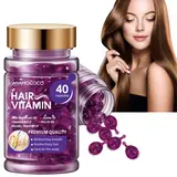 Silky Argan Oil Leave-In Hair Treatment Capsules with Violet Vitamin Boost - For Adult Color-Treated/Wavy Hair, Fights Frizz, Restores Smoothness & Shine, 40-Count Pack