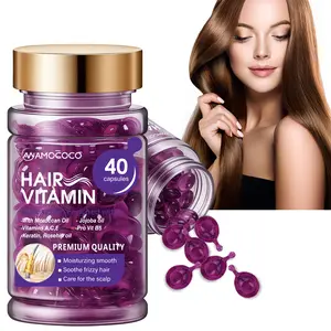 Hair Vitamin Capsules Infused with Violet Vitamins & Argan Oil for Color-Treated & Permed Hair Smooths Frizz Restores Silkiness & Shine 40 Capsules.【Spend $14, Get 1 Free Purple Hair Mask (30ml) + 1 Free Turmeric Scrub (100g)】