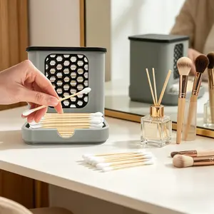Clean Storage Convenient Access Honeycomb Cotton Swab Box, Creative Hive Design, Unique Front Window, Organized and Easy to Use