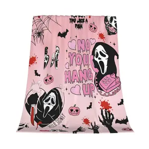 Horror movie throw blanket is soft and cozy, perfect for home office or picnic decoration for Halloween