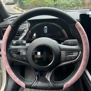 2pcs Personalized Non-Slip Automotive Steering Wheel Cover -  Silk Thread Pattern + Two-Segment Embedded + Universal Without Inner Ring, for car/SUV/RV/pickup/truck/D-Shaped/O-Shaped/Round Steering Wheel