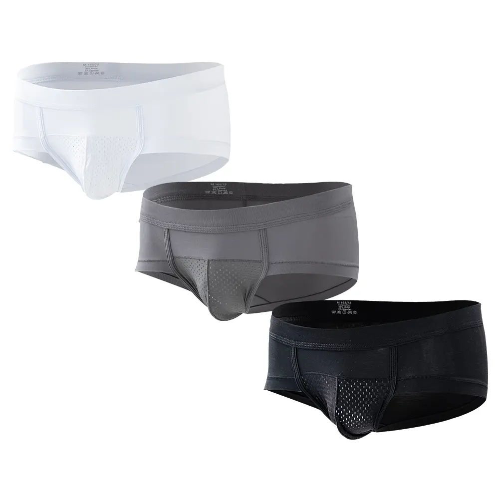 Men's Breathable Sports Briefs 3 Pack Soft Modal Underwear with Cooling Mesh 3D Support Pouch Perfect for Summer and Workout Comfort