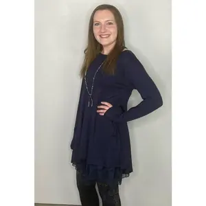 2AM Long Sleeve Tunic with Pockets - Navy