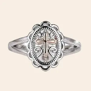 A cross designed ring for women to wear everyday or as a jewelry gift, and when going to parties