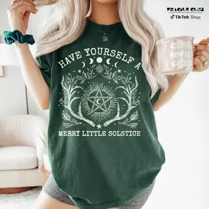 Have Yourself A Merry Little Solstice Shirt, Pagan Yule Shirt, Witchy Winter Solstice Gift, Wiccan Christmas Top, Yule Christmas Gift