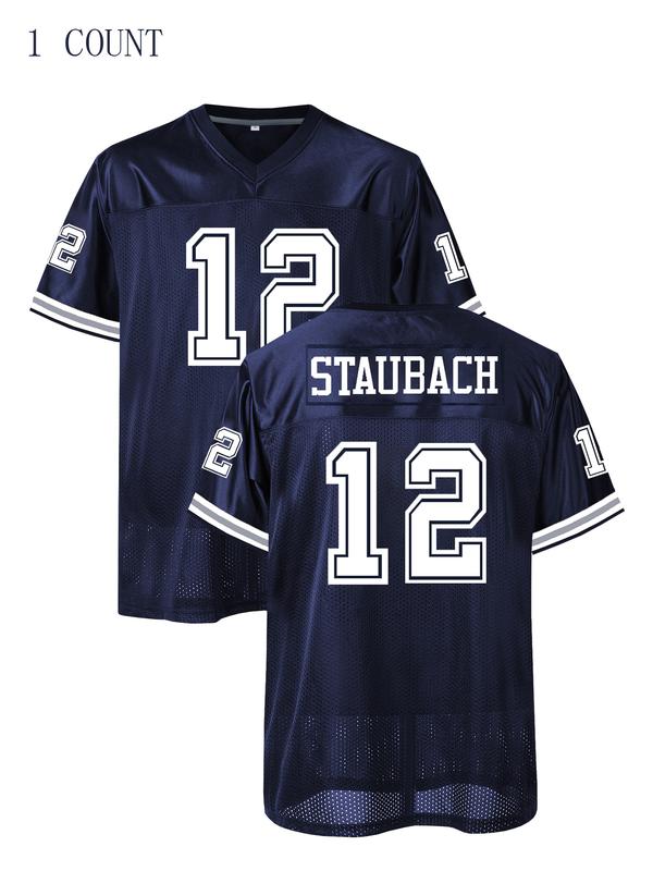 Men's American Football Jersey - Breathable Athletic Top, Embroidered, V-Neck, Short Sleeve, Loose Fit for Casual, Streetwear & Sports Activities