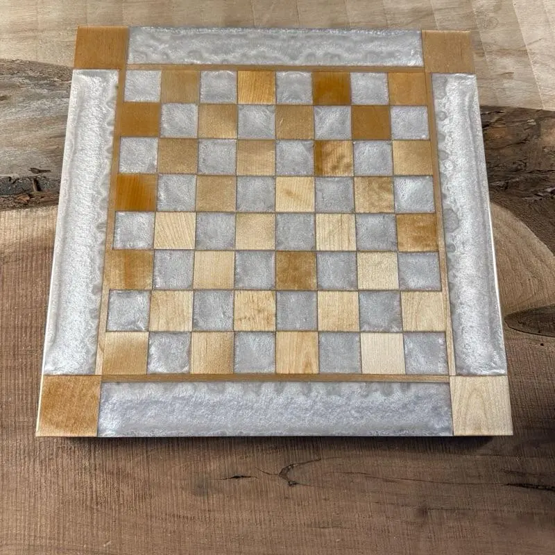 Pearl White Cloud Maple Wood Chess Board (INCLUDES PIECES) Pearl White Cloud Maple Wood Chess Board (INCLUDES PIECES)