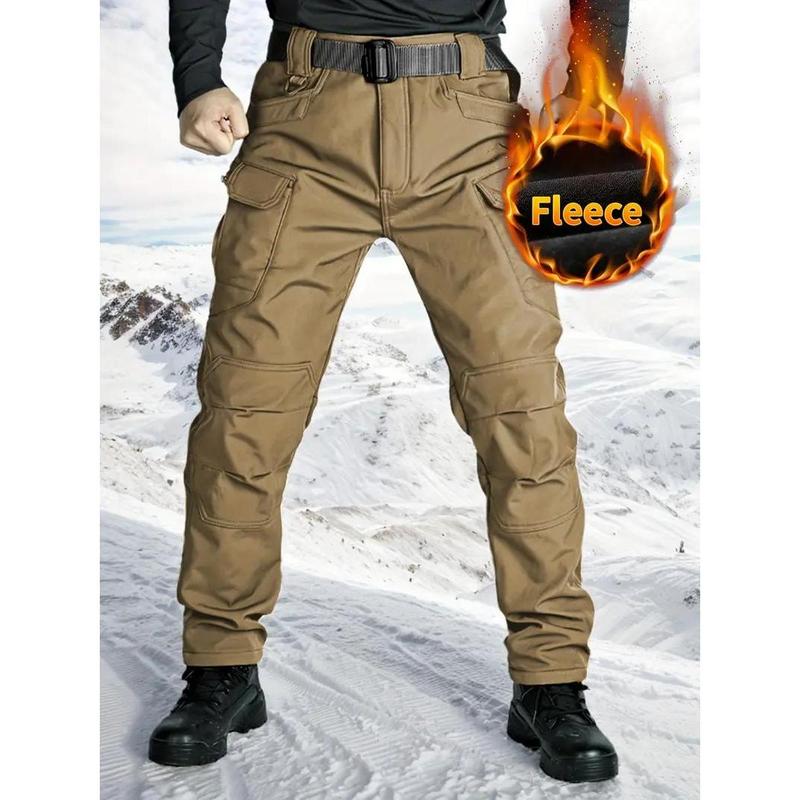 HOMUG Windproof Warm Men's Outdoor Military Tactical Pants Soft Shell Fleece Lined Solid Color Sports Style Regular Fit Mid Waist Woven Fabric with Pockets No Belt Casual Weekend Wear Autumn Winter Season