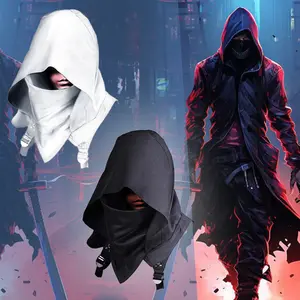 Halloween cyberpunk hooded cape medieval role-playing game merchandise same costume hat Menswear Black