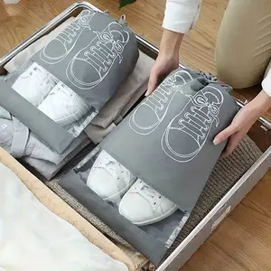 Portable Durable Non-Woven Hanging Shoe Bag, Compact Travel Storage Organizer, Breathable Dustproof, Ideal for Airplane Train Bus Car, Travel Accessories