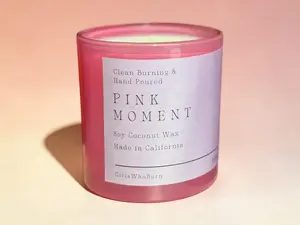 Pink Moment Scented Candle – Vegan Coconut Soy Wax Floral Amber Meditation Candle (7 oz)