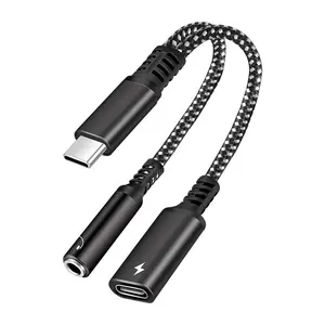 USB C to 3.5mm Headphone and Charger Adapter, Multifunctional Charging Cable 2-in-1 Type C to AUX Audio Jack Cable with PD 60W Fast Charging, Compatible with iPhone15/Samsung/Galaxy/S22/S21/S20/Note/20/10/Google Pixel/4/3/XL