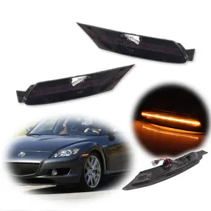 2PCS JDM Smoked Amber LED Front Side Marker lamps Lights For 2004 2005 2006 2007 2008 Mazda RX-8 RX8,Replace OEM F151-51-120E, F151-51-130E