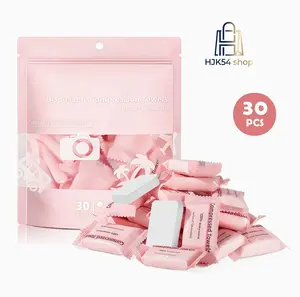 30PCS Disposable Compressed Towels, Large Soft Travel Face Towels, Portable Individually Wrapped Wipes for Skincare, Camping, and Daily Use