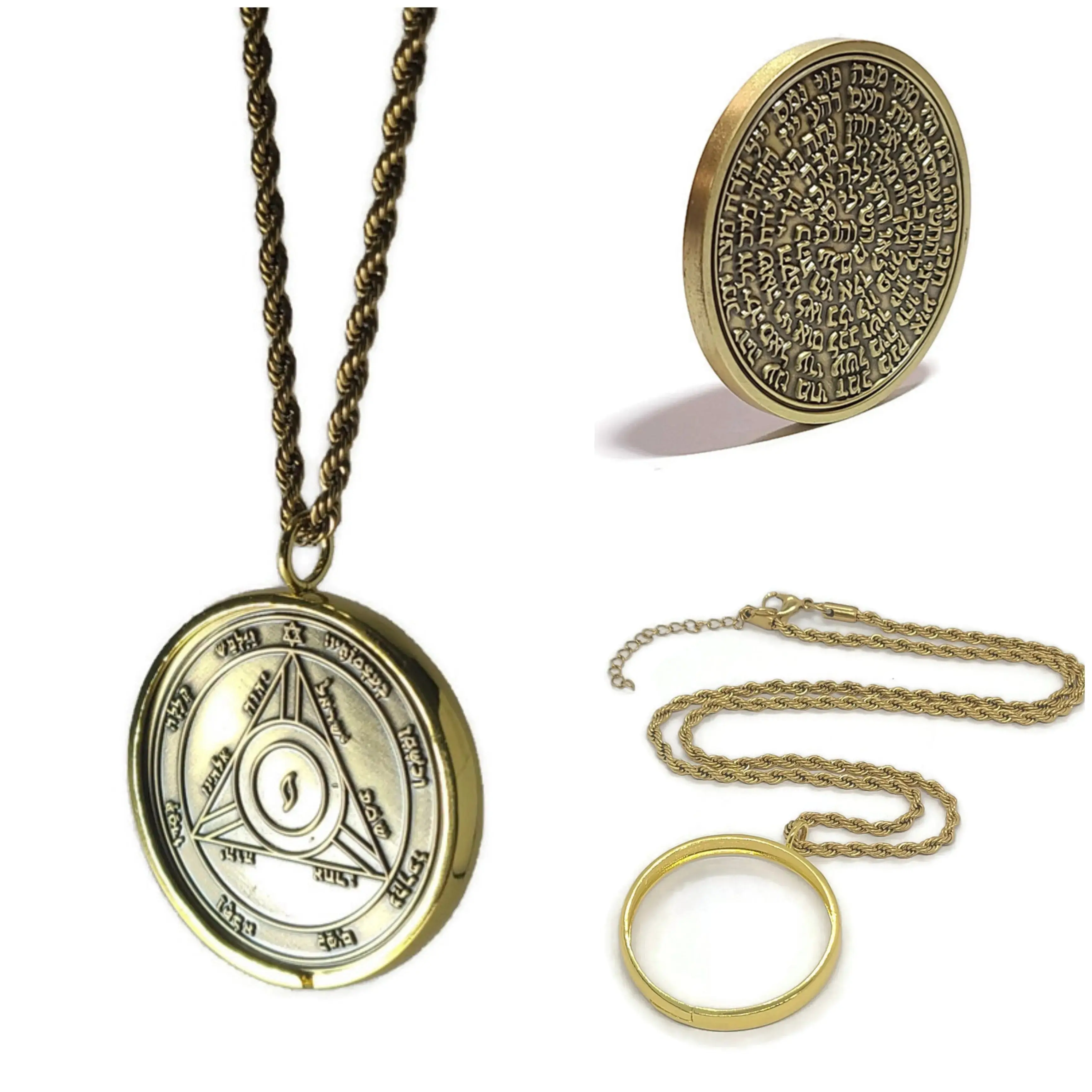 Fourth Pentacle of Saturn Necklace - Protection & Binding Talisman Pendant with 72 Names of God