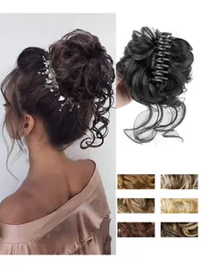 Women Short Ponytail Curl Hair Clip Elegant Long Tail Clips Natural Wavy Bun Suitable for Dense and Sparse Hair Women Girls Clip in Claw Hair Claws Synthetic Claw Clip