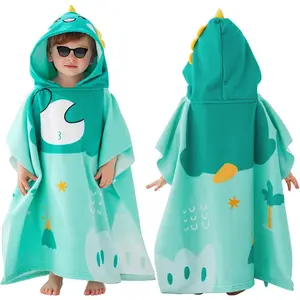 KF5-NG031 Kids Beach Towels - Super Absorbent and Lightweight Baby Hooded Towel, 23x23Inch Dinosaur Bath Wrap for Toddler Beach, Pool, Bath, Swimming