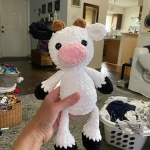 Crochet Cow Amigurumi Cow Doll Cute Farm Animal Crochet Handmade Soft Cuddly Amigurumi Style Gift for Animal Lovers