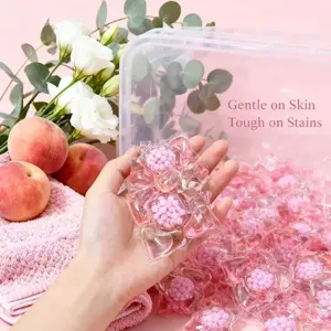 Five-In-One Scented Laundry Beads, Long-Lasting Fresh Fragrance, Eco-Friendly, Cherry Blossom, 30/60 Pieces, Deep Clean, Low Foam, Gentle Care