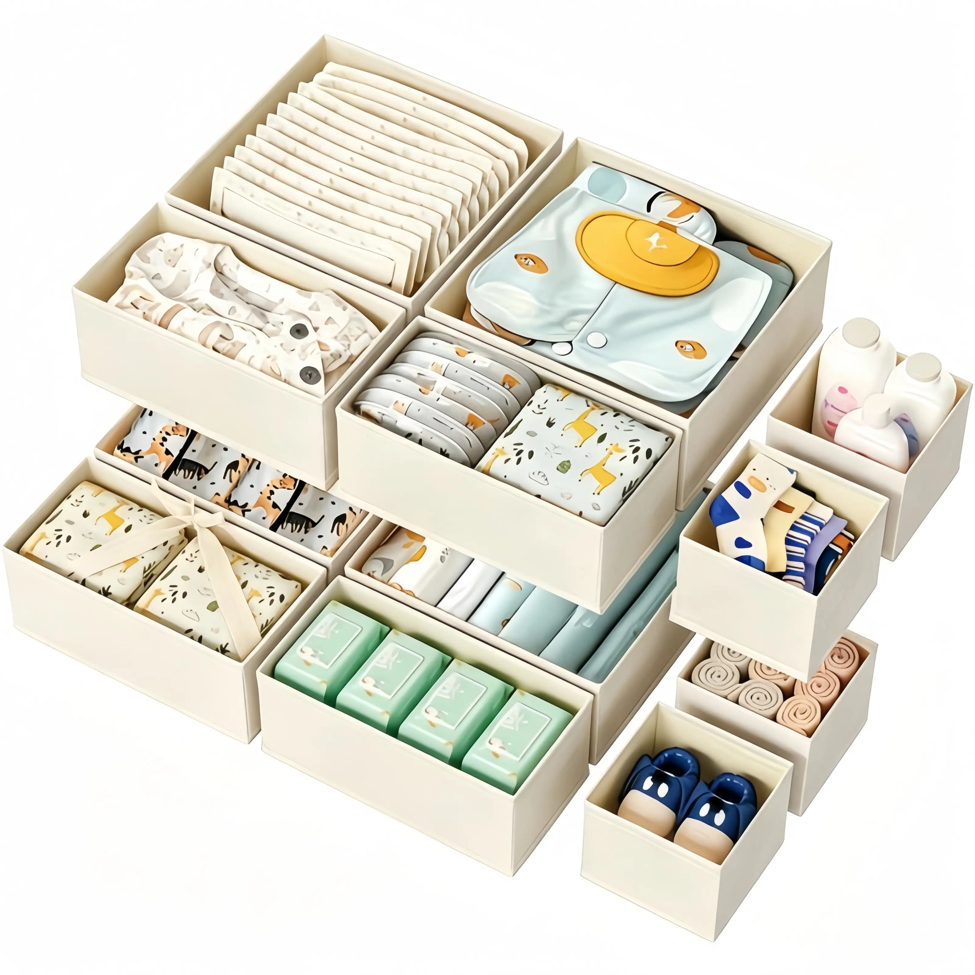 6-Piece Compartmentalized Home Clothes Organizer Box - Drawer Divider, Organization Hack for Underwear, Panties, Socks in Bedrooms (Compartments, Drawer Divider, Organizer Open Storage Bins)