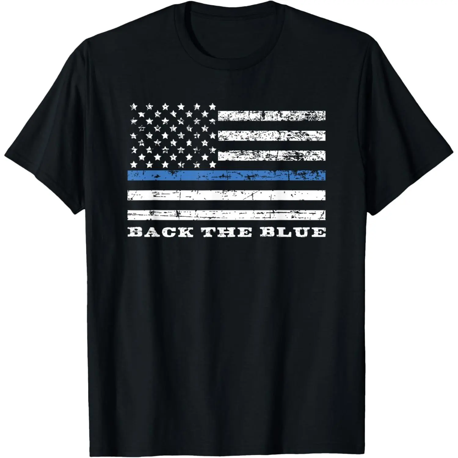 Back The Blue Thin Blue Line American Flag Police Support T-Shirt Pure Cotton Graphic Tees Menswear Top: Gifts for Men & Women