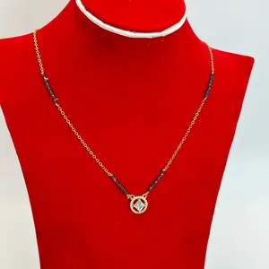 Gold plated everyday wear Nepali Mangalsutra with black potey on it