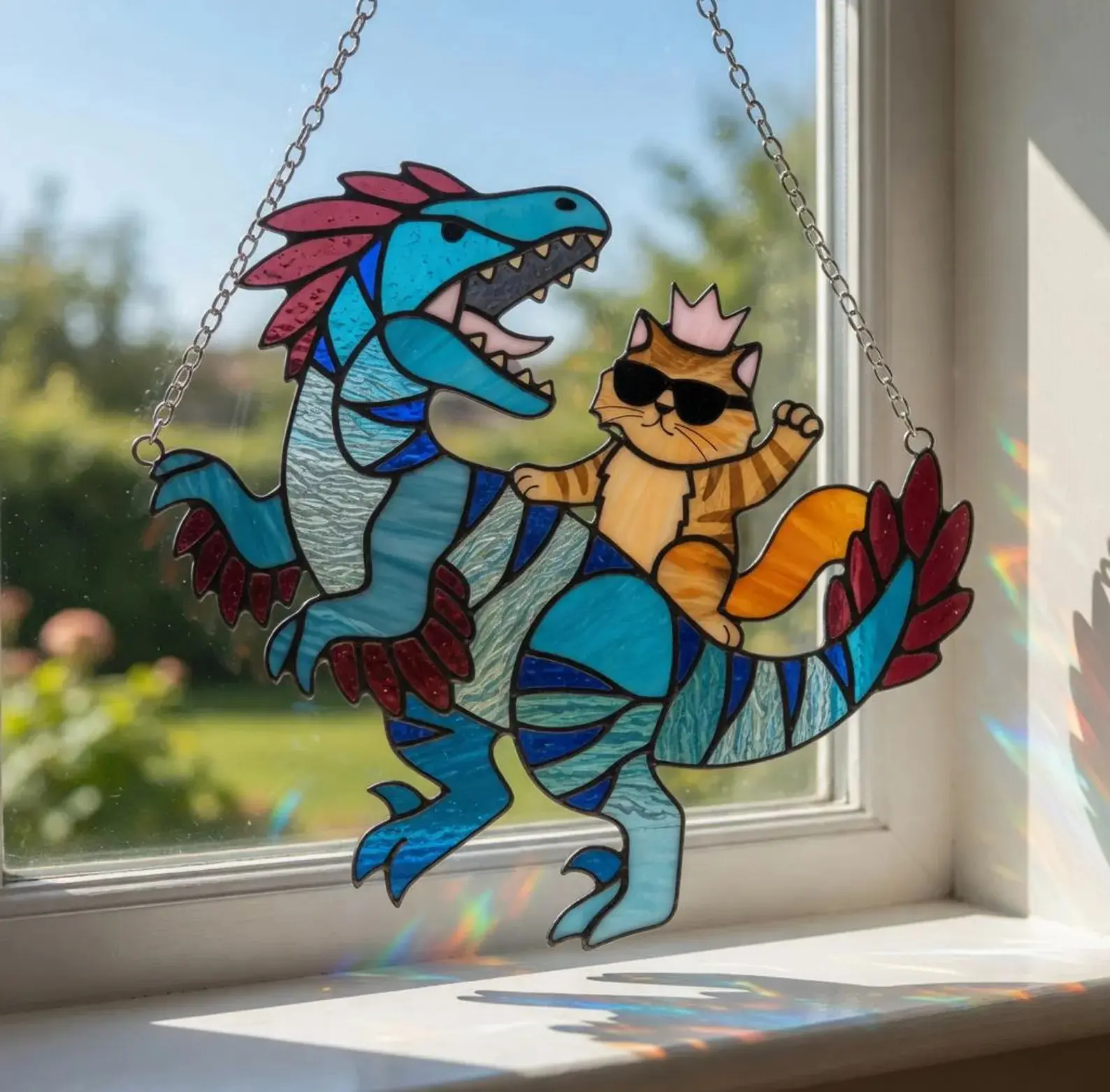 Princess Donut And Mongo Acrylic Suncatcher, Princess Donut and Mongo New Achievement Wall Decor Dungeon Crawler Carl Window Hanging