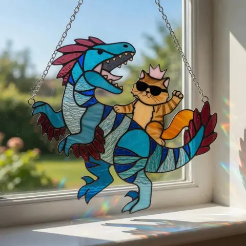 Princess Donut And Mongo Acrylic Suncatcher, Princess Donut and Mongo New Achievement Wall Decor Dungeon Crawler Carl Window Hanging