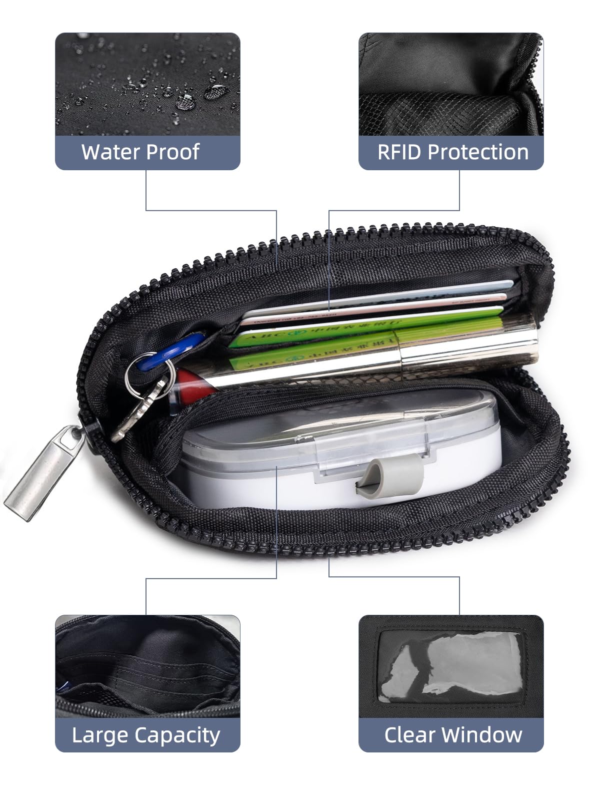 3-in-1 Clip And Go Strap for Phone with Wallet Crossbody Adjustable Phone Strap for Women and Men Phone Lanyard With Anti-Theft Zipper Pouch Detachable Wrist Wallet Compatible with All Phones For Trave or Daily Use