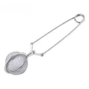 1pc Mesh Tea Ball Filter with Handle, Stainless Steel Spoon Tea Infuser, Herb Mesh Strainer, Squeeze Leaves Tea Ball Infuser, 1pc