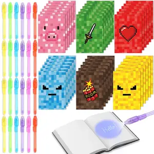 ZOIIWA 48 PCS Invisible Ink Pens with Book Notepads Spy Pens for Kids 4-8 8-12 24 Ink Pens Bulk with UV Light Spy Game Magic Pen and 24 Pixel Notebooks Party Favors Valentine Birthday Gift Boys Girls