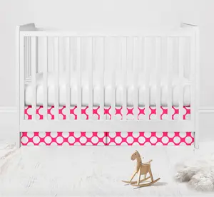 Bacati Mix N Match Large Dots Crib Skirt Dust Ruffle - Fuchsia