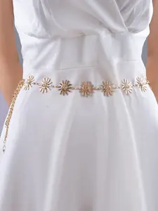 Elegant Texture Metal Sun Design Waist Chain, Fashionable Layered Statement Waist Belt for Party, Daily Decor, Maximalist Jewelry, Elegant Trendy Chain Belts, Trendy Exquisite Belt