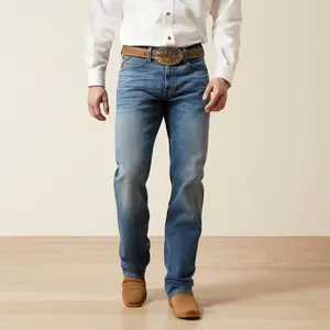Ariat Men’s Legacy M2 Brandon Relaxed Fit Jeans - Medium Wash, Casual Menswear, Traditional Classic Embroidered Durable Denim Trousers with Pocket