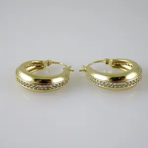 Earrings – Aretes – Zircon Stone – 14K Real Color
