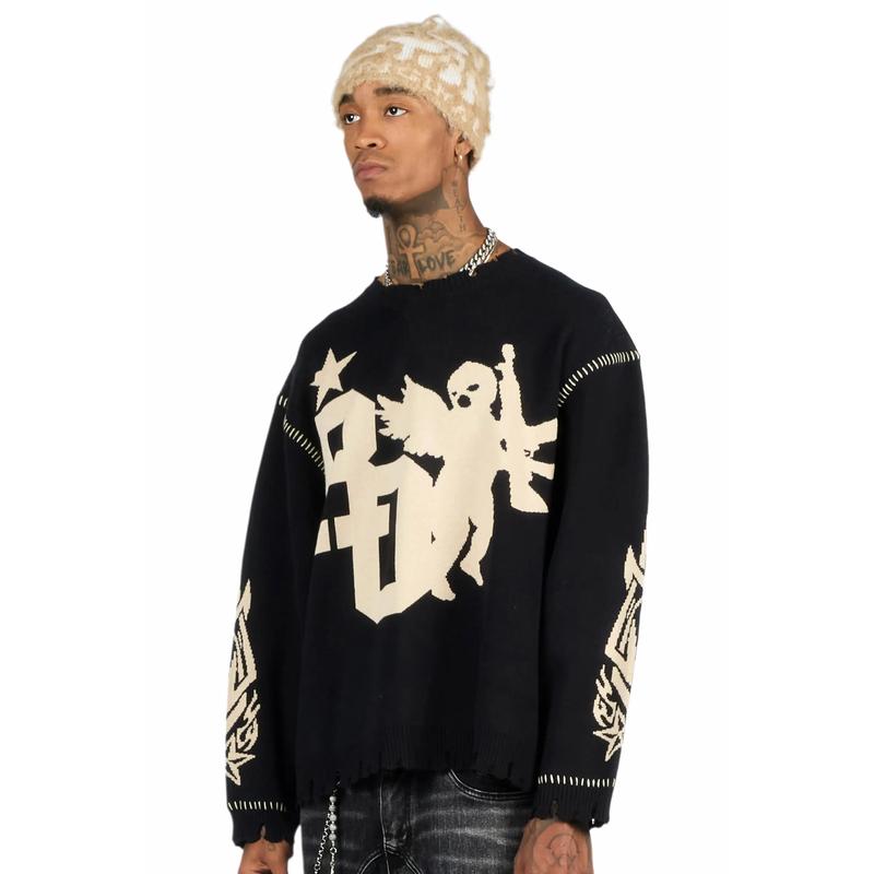 Pluton Black Knit Sweater