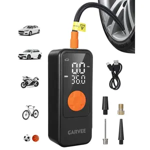 [FLASH SALE] Garvee 150 PSI Cordless Tire Inflator Air Compressor, 4000mAh Rechargeable Portable Pump with Digital Pressure Gauge, Auto Shut-Off & LED Light for Cars, SUVs, Motorcycles, Bikes & Balls Black/Orange