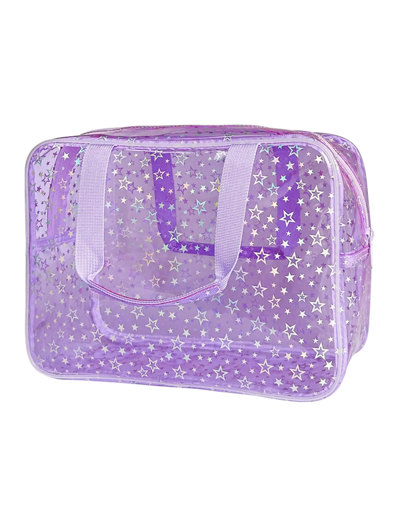 Transparent PVC Cosmetic Bag with Handle Glitter Star Waterproof Travel Toiletry Pouch for Makeup Storage Cosmetic Organizer Pouch, Cosmetic Travel Bags, Beauty Storage Pouch
